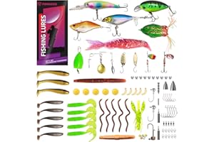 FONMANG 322-Piece Fishing Lures Kit - Buzz Bait/Spinner Baits/Jig/Frog, Fishing Tackle Box with Tackle Included, Soft Bait/Hooks/Weights, 2024 Fishing Gear Lure Kit Gift for Men Freshwater Bass Trout