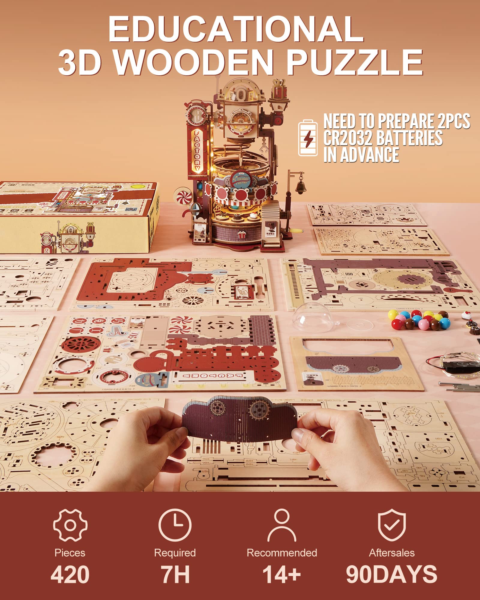 3D Wooden Puzzles for Adults-Wooden Marble Run-Wood Puzzles for Adults-Model Building Kits to Build for Adults-Hobbies for Women Men