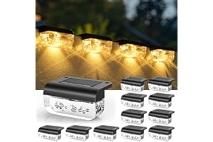 Herzila Solar Step Lights Outdoor, 12 Pack Solar Fence Lights, LED Waterproof Deck Lights for Outside, Step, Fence, Deck, Stair, Pool and Yard, Warm White