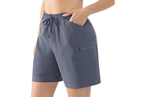 Cosmolle Women Lightweight Hiking Cargo Shorts Quick Dry Athletic Shorts for Camping with Zipper Pockets Water Resistant