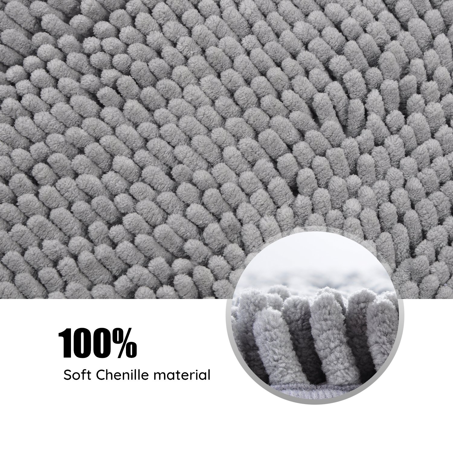 Ciaoed Alfombra de Ducha Gris Fibra de Poliéster Suave Shaggy Agua Absorbente Antideslizante Alfombra de La Casa de Baño