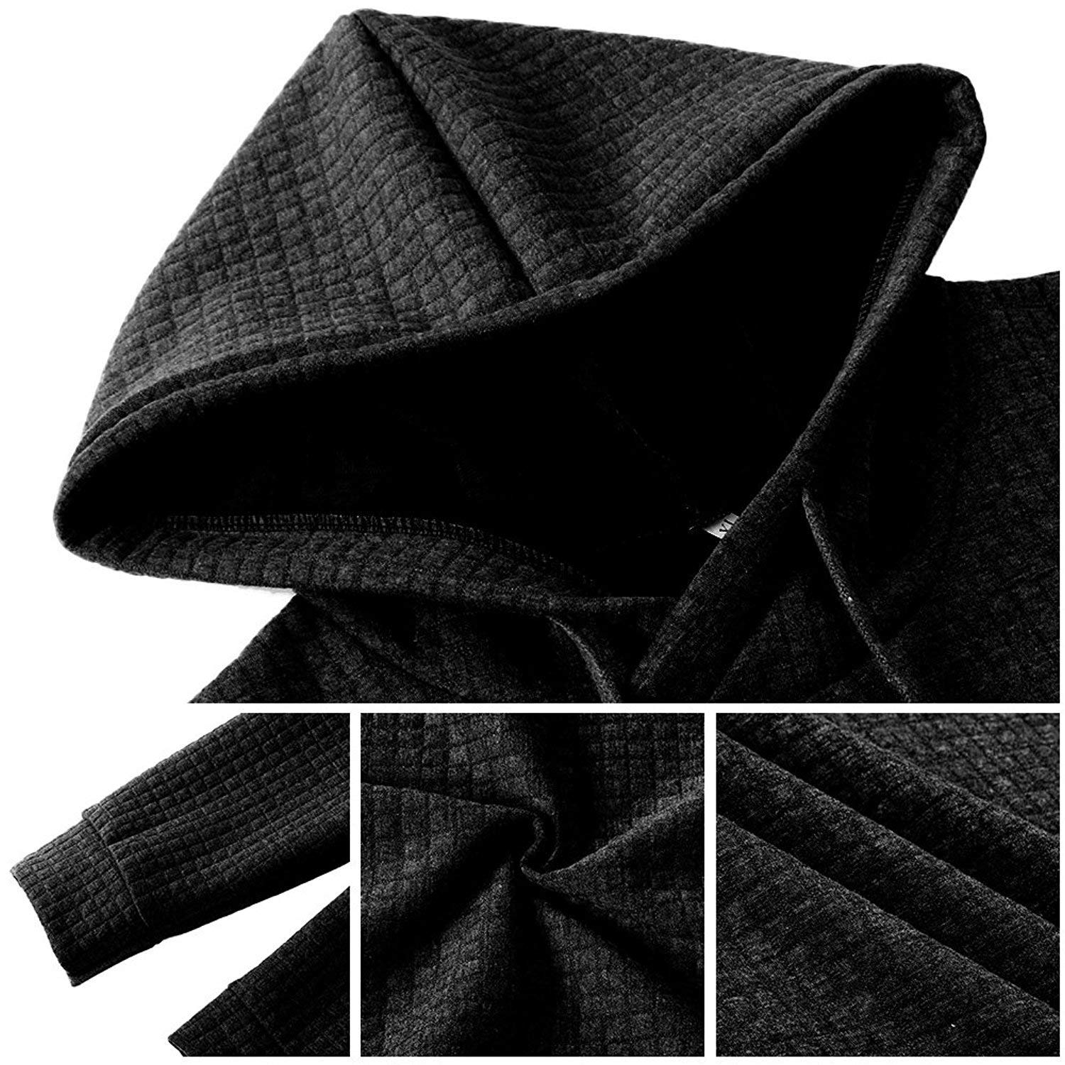 Poplover Mens Solid Casual Sweatshirts Long Sleeve Pullover Hoodies Black Large