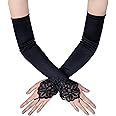 BABEYOND Long Opera Party 20s Satin Gloves Tea Party Stretchy Adult Size Elbow Length