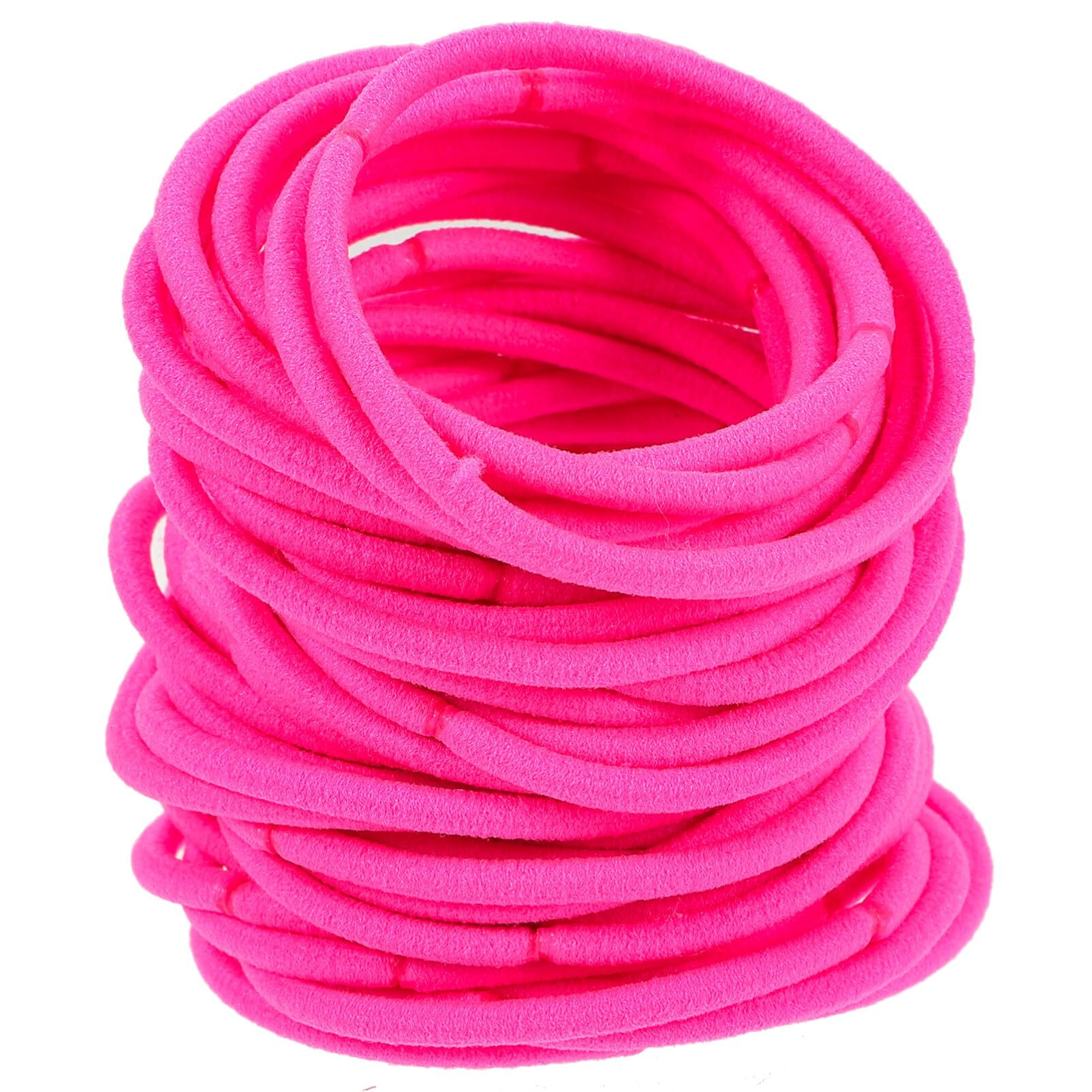 Frcolor Elasticated Hair Elastics No Metal No Damage Ponytail Holders Hair Bands – Pack of 50 (Pink)