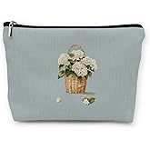 huester Hydrangea Blue Makeup Bag, Hydrangeas Floral Cosmetic Bag Travel Makeup Make Up Bags Pouch Gifts For Daughter Sisters Coworker Friends Makeup Mom Women Friendship Girls