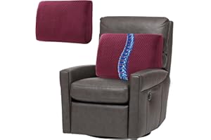 ROYALAY Lumbar Support Pillow for Recliner, Chair & Couch, Memory Foam Back Support Pillow for Elderly-20"x14"x5" Extra Thick & Supportive Backrest with Extension Straps for Ultra Comfort-Burgundy