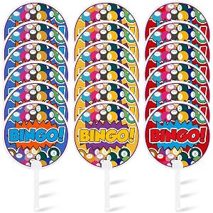 Pinkunn 18 Pcs Bingo Round Fan 7.1 Inches Large Handheld Fan Party Activity Interactive Game Props Cooling Fans for Summer Gr