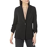 Adrianna Papell Womens Ruched 3/4 Sleeve One Button Notch Blazer