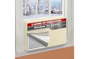 TOHONFOO Air Conditioner Covers for Inside 21"W x 15"H x 3.5"D, Windproof and Waterproof 3 Layers Insulation Window Air Conditioner Cover with Aluminum Foil and 2mm Foam, Beige