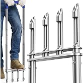 Knee-Friendly Manual Lawn Aerator, Adjustable 43.3&ndash;48.5", Silver, Dual Step | Stainless Steel Core Aerator with 4 Hollow Tines,Thickened Dual Step Yard Aeration Tool for Lawn Care&amp;Compacted Soil
