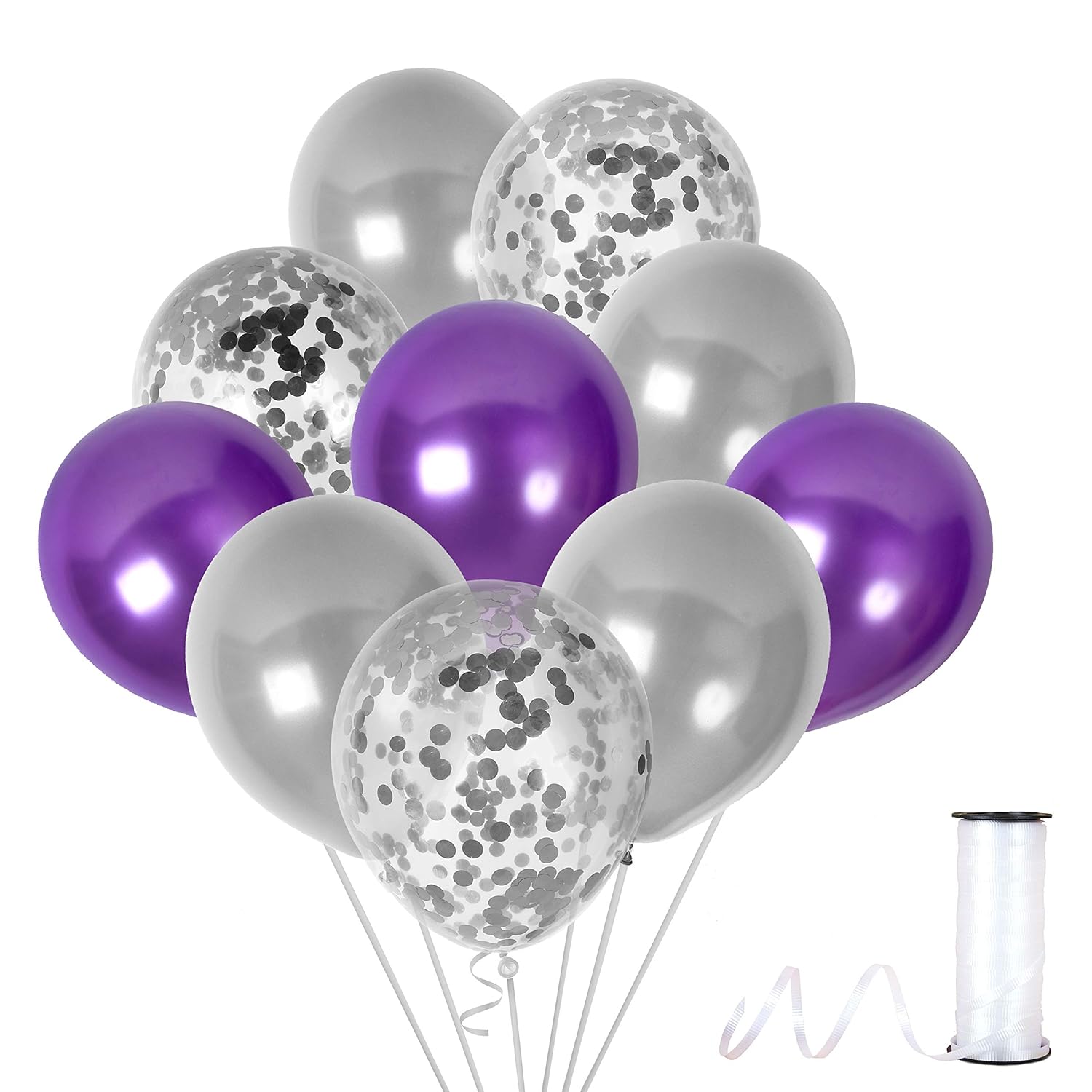 Amazoncom Unicorn Purple Silver Confetti Balloons Kit In Metallic