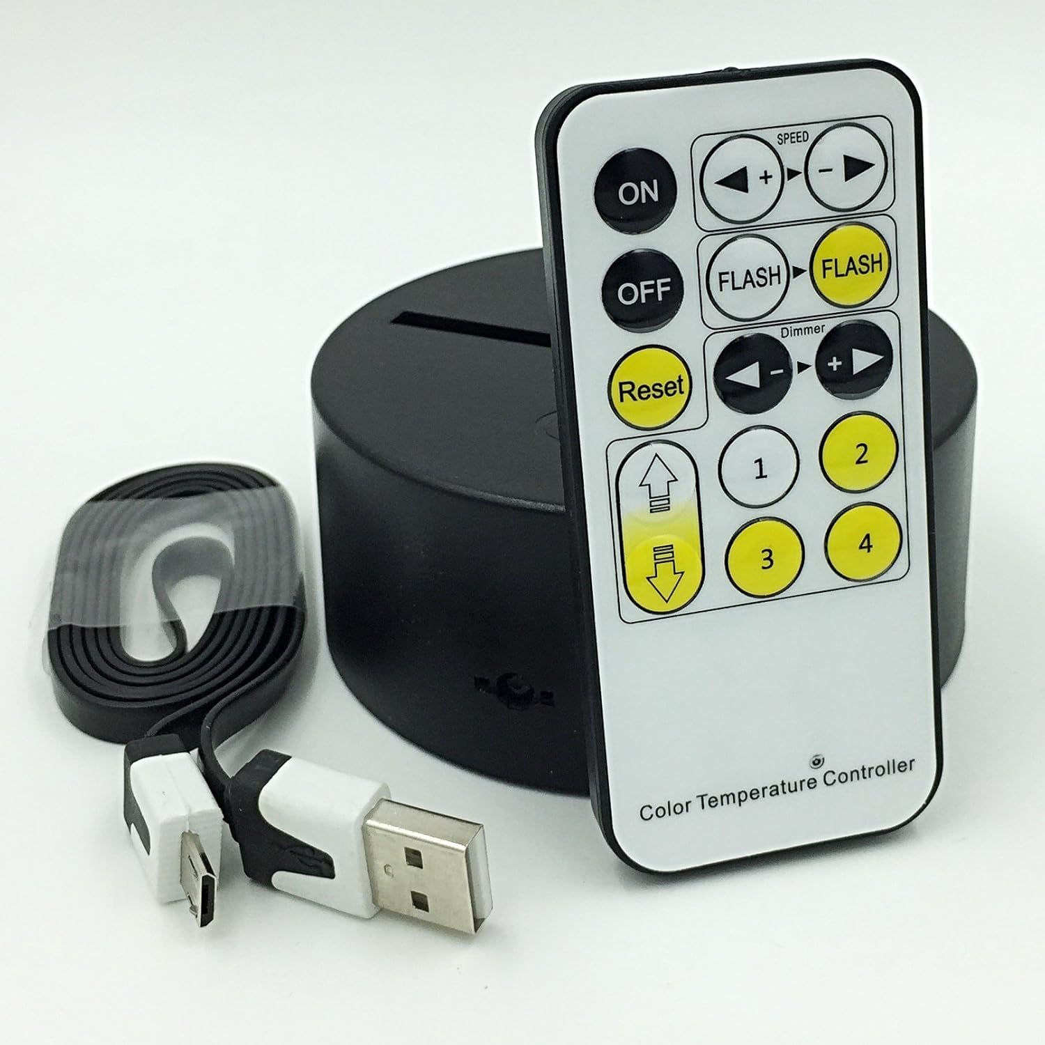 LED Lamp Base for 3D Illusion Acrylic Light Panels, Remote