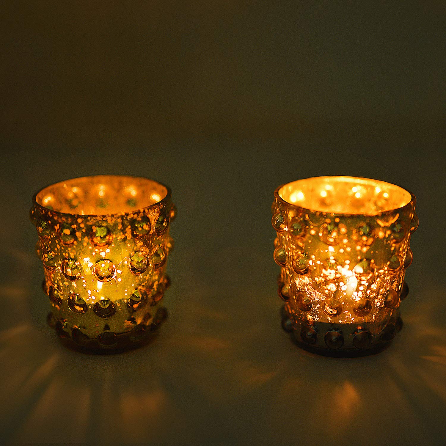 Buy StyleMyWay Yellow Dotted Glass TLight Candle Holder Set Set of 2