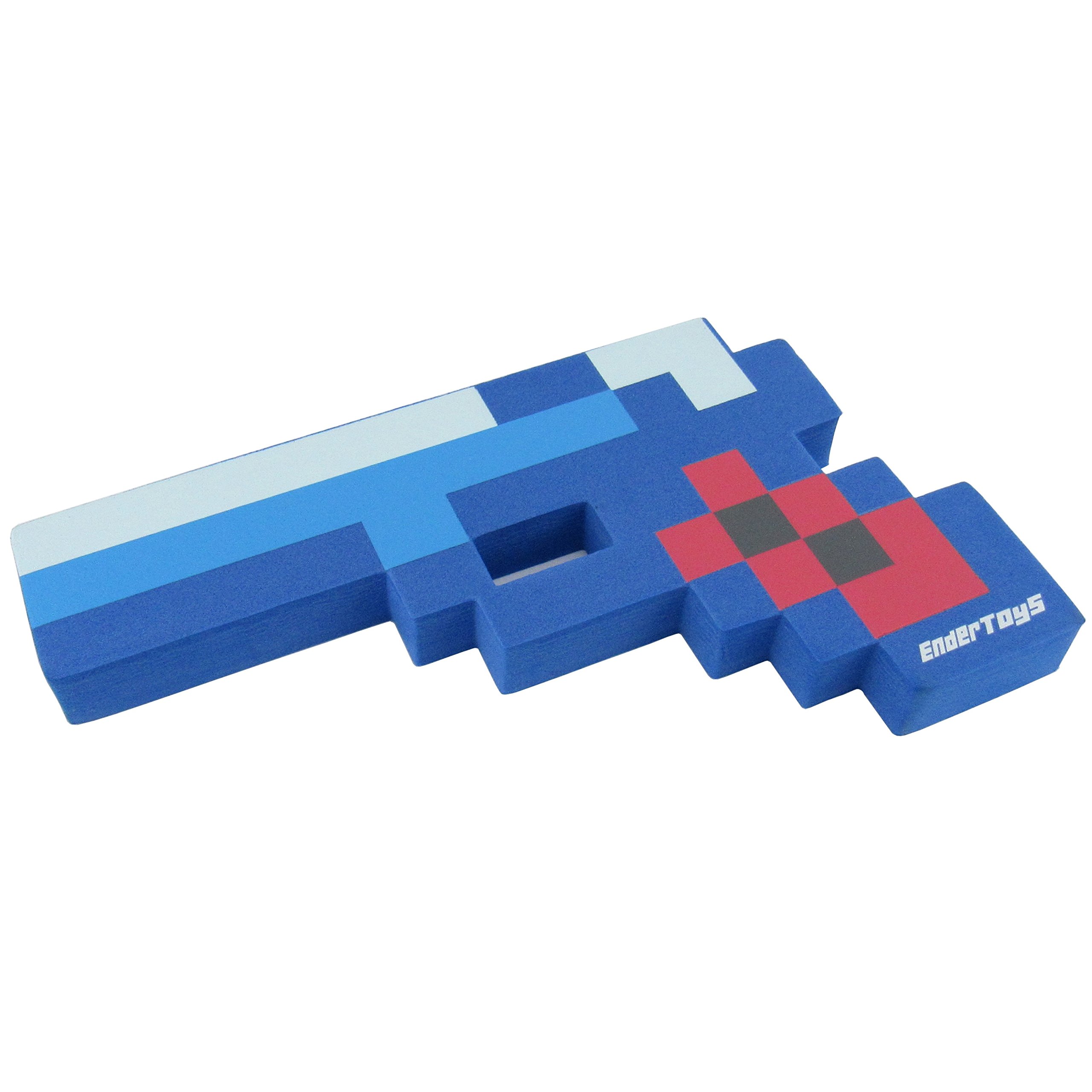 8 Bit Pixelated Blue Diamond Foam Gun Toy 10"