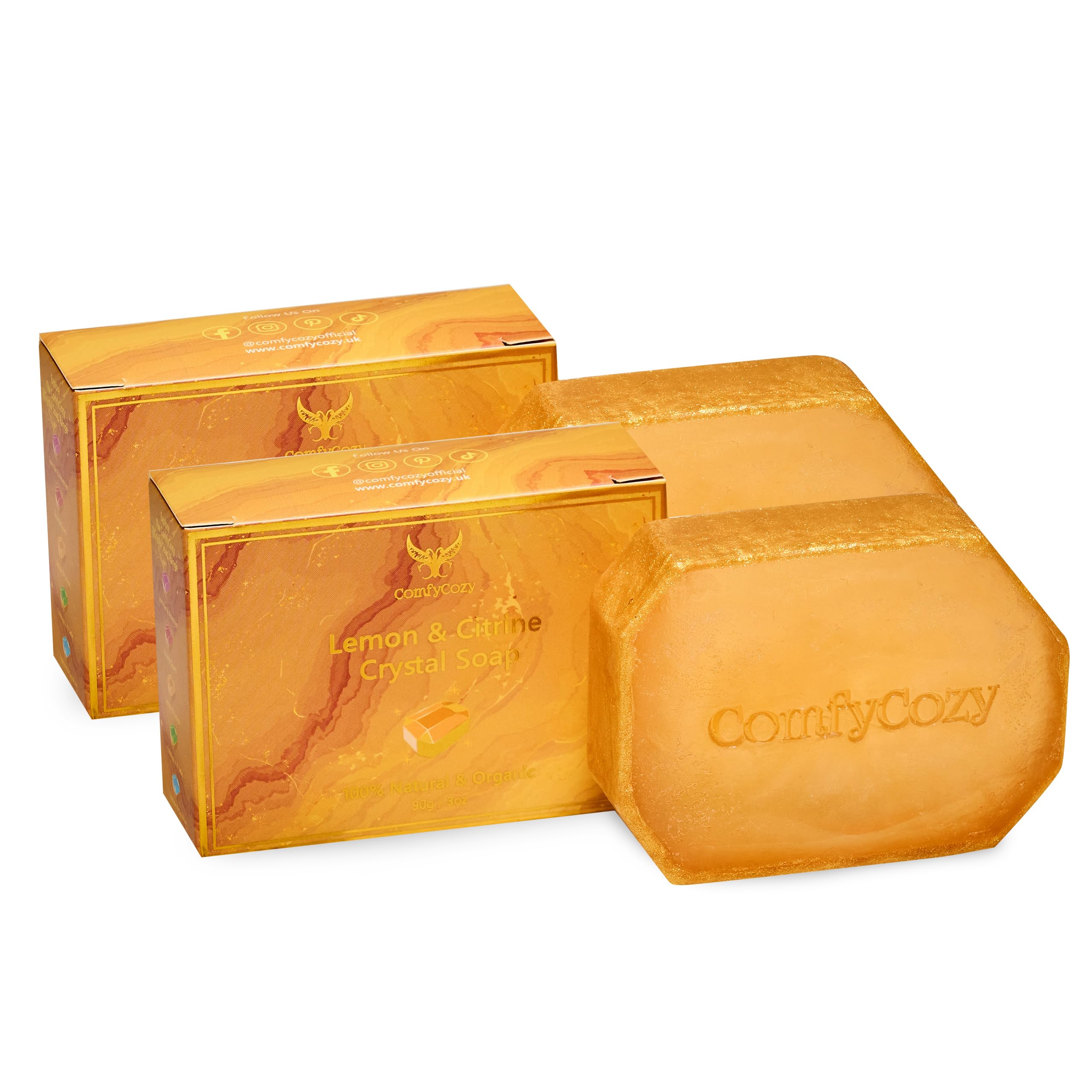 ComfyCozy Crystal Soap | Natural Hand & Body Wash | Luxury Beauty Pamper Gift, Lemon, 2 Pack