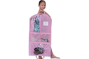 KENDALL COUNTRY Waterproof Hanging Garment Bag 35 inch Clothes Bag with Gusset, 5 Pockets & Side Zip for Dance Costumes, Theatre, Beauty Pageants & More. Best for younger performers with small costume pieces.