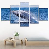 SIGNWIN 5 Panel Canvas Wall Art Colorful Fish Group Marine Life Multicolor Nautical Photography Realism Ultra for Home Decorations Ready to Hang - 60