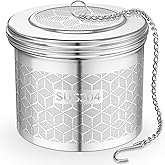 Vervechef Large Tea Infuser & Strainer, Spice Infuser - Extra Fine Mesh for Loose Leaf Tea, 304 Stainless Steel with Long Chain & Threaded Lid
