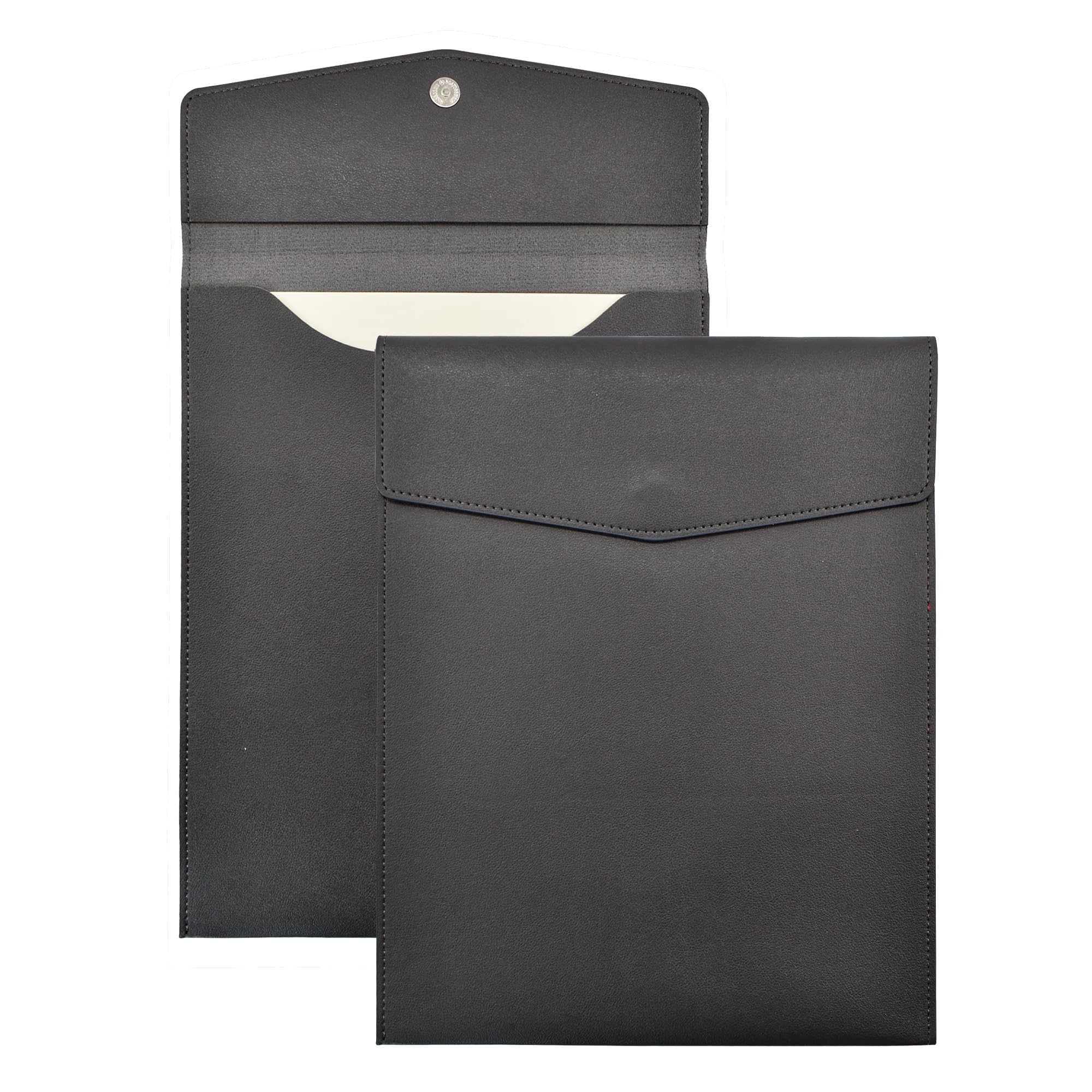 VANRA 1 Piece PU Leather File Folder Vertical A4 Document Holder File Envelope Waterproof Leather Portfolio Case Filing File Organizer for Letter Size with Magnetic Button Closure (Black)