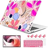 DONGKE Compatible with MacBook Air 13 inch Case 2021 2020 2019 2018 Release A2337 M1 A2179 A1932 with Retina Display & Touch ID, Plastic Hard Shell & Keyboard Cover - Floral Artistic
