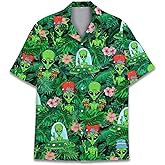 HIHI GLOBAL Tropical Bigfoot Hawaiian Shirts for Men Women, Sasquatch Summer Beach Button Down Short Sleeve