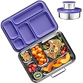 AOHEA Stainless Steel Bento Box Kids, Kids Metal Bento Lunch Box BPA Free Lunch Box Containers 304 Stainless Steel Bento Box for School and Office(Purple)
