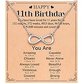 UNGENT THEM Happy 10th 11th 12th 13th 14th 16th 18th 21st Birthday Gifts, Love is Forever Infinity Cross Necklace Religious Presents for Women Her