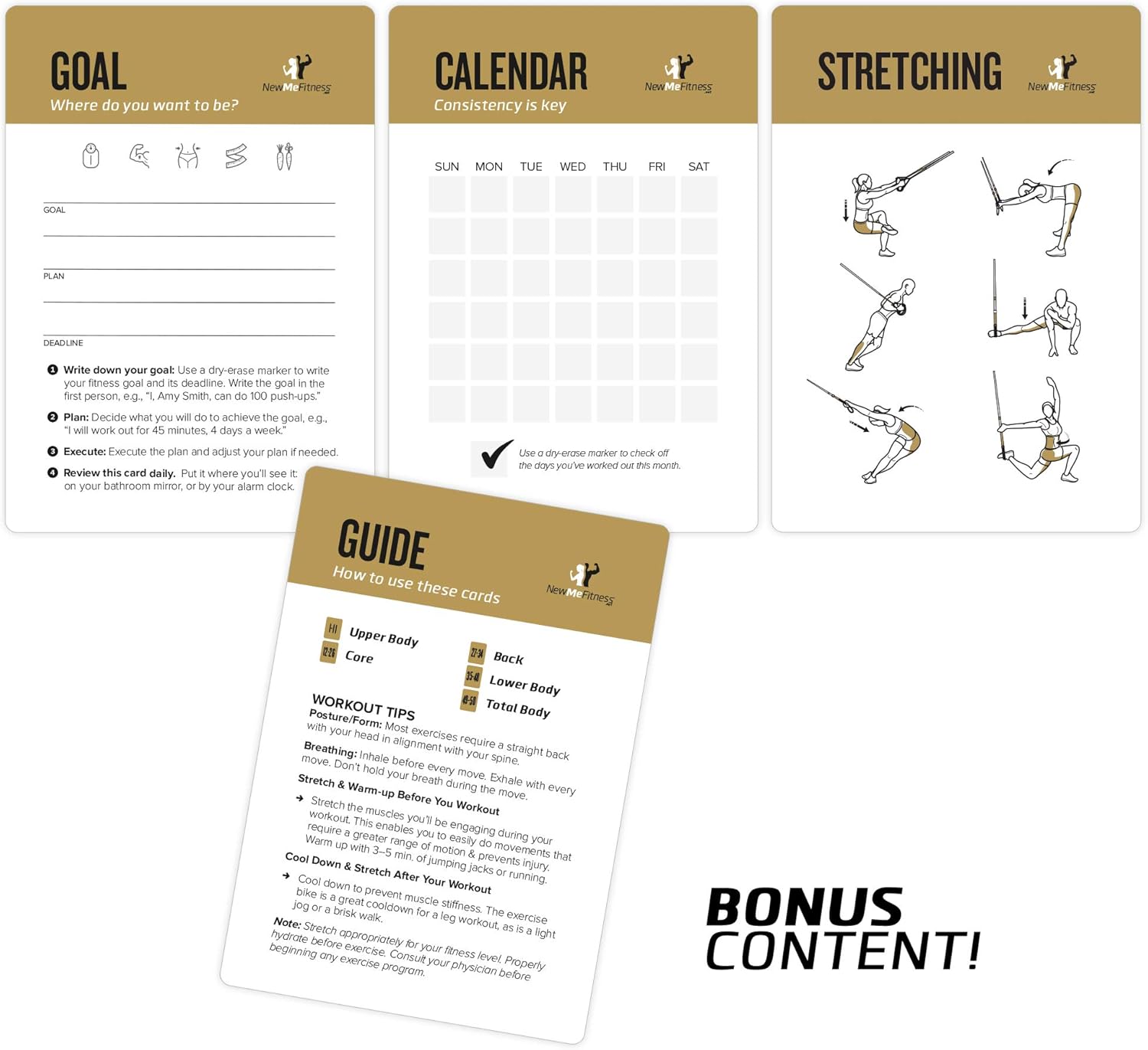 Suspension Exercise Cards Vol 2, Set of 62 : Compatible w TRX, Woss, & Ritfit Trainer Straps : 50 Exercises for a Total Body Workout : Extra Large, Waterproof & Durable, With Diagrams & Instructions : Sports & Outdoors