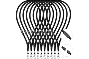 Breakaway Neck Lanyards Key Chain - Fushing 100Pcs Black Badge Lanyards for ID Badge Holders, Comfortable Neck Straps