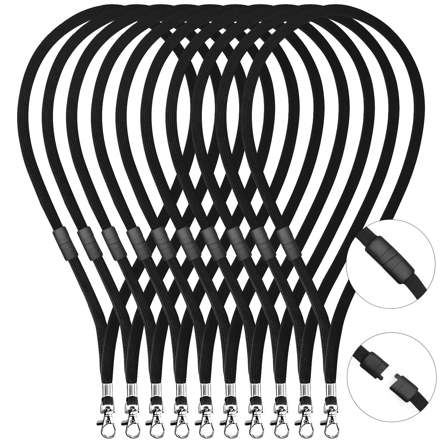 Fushing Lanyards for Neck,100 Pcs Breakaway Safety Lanyard with Metal Clip for Id Card Holder