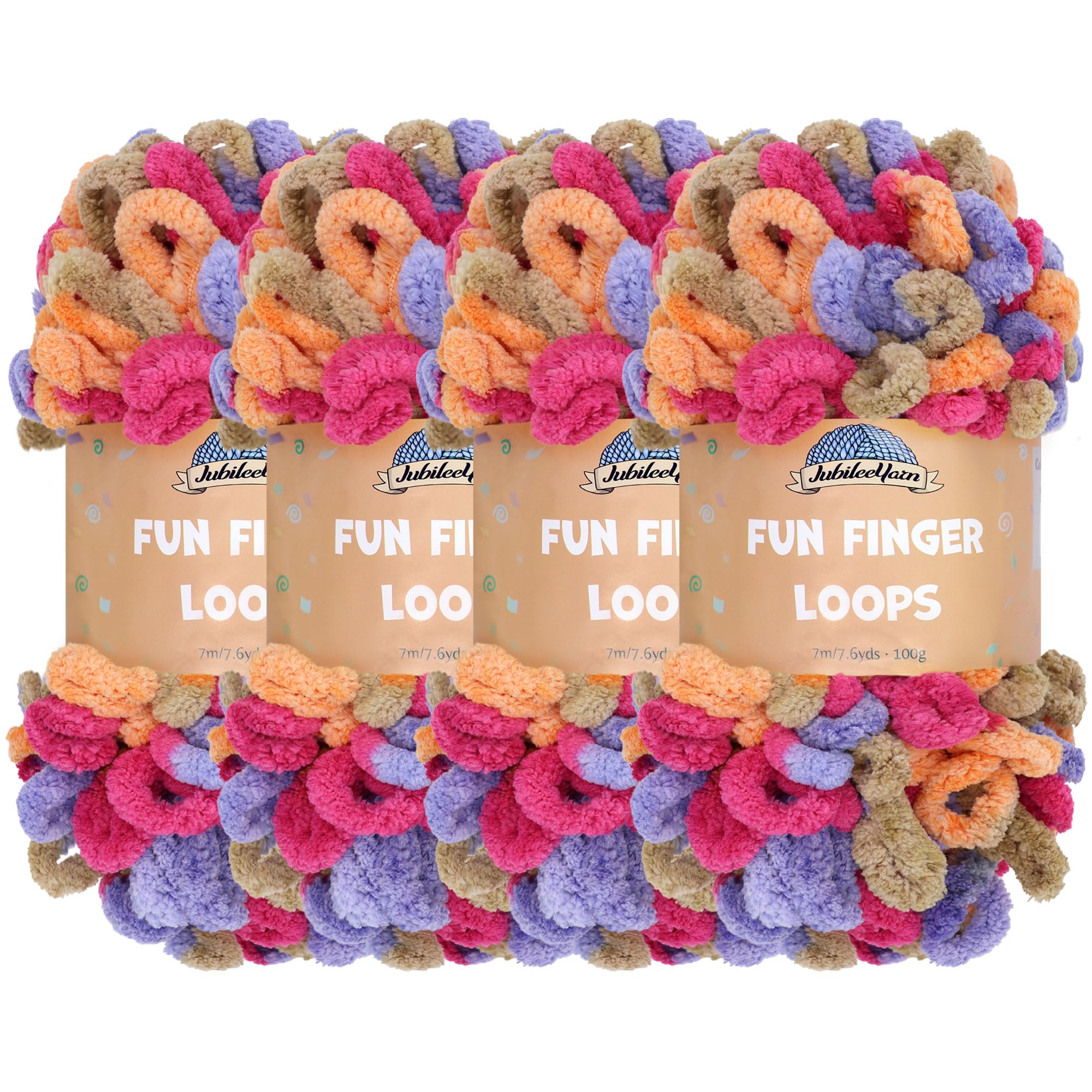 JubileeYarn Fun Finger Loops Yarn - Polyester Jumbo Weight Loop Yarn - 100g/Skein - Hecate - 4 Skeins