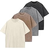 Men's Oversized Cotton T-Shirts Loose Fit Vintage Washed Tee Unisex Short Sleeve Casual Shirts Tops