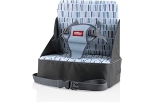 Nuby Easy Go Booster Seat - Travel Booster Seat for Babies and Toddlers - Holds Up to 35 Pounds - 9+ Months - Gray