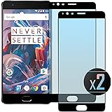 2 x OnePlus 3 /3T Full Screen (Black) Screen Protector, NEVEQ Premium Tempered Glass Screen Protector for OnePlus 3 (3T, Full Screen) Black (5.5) 9H Hardness Skin Cover Protection.