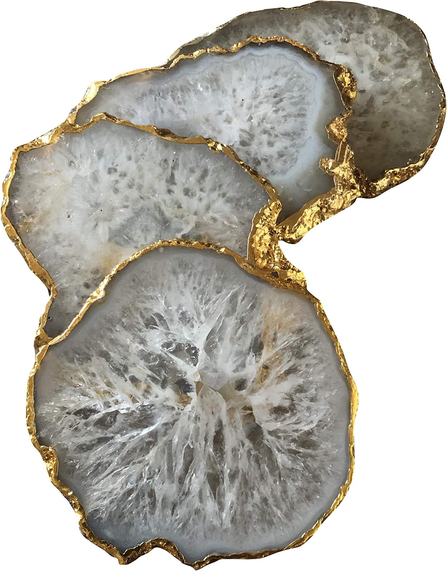 Agate Coasters Gold Gilded Edge (4)