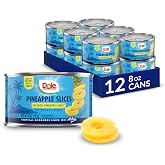 Dole Pineapple Slices in 100% Pineapple Juice with No Sugar Added - Dole Fruit Cans - 8 oz - 12 Pack