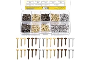 Mardatt 1600Pcs 3 Sizes Small Tiny Nails Assortment Kit, 1x6mm, 1x8mm 1x10mm Tiny Wooden Nails Hardware Tiny Nails Assorted W