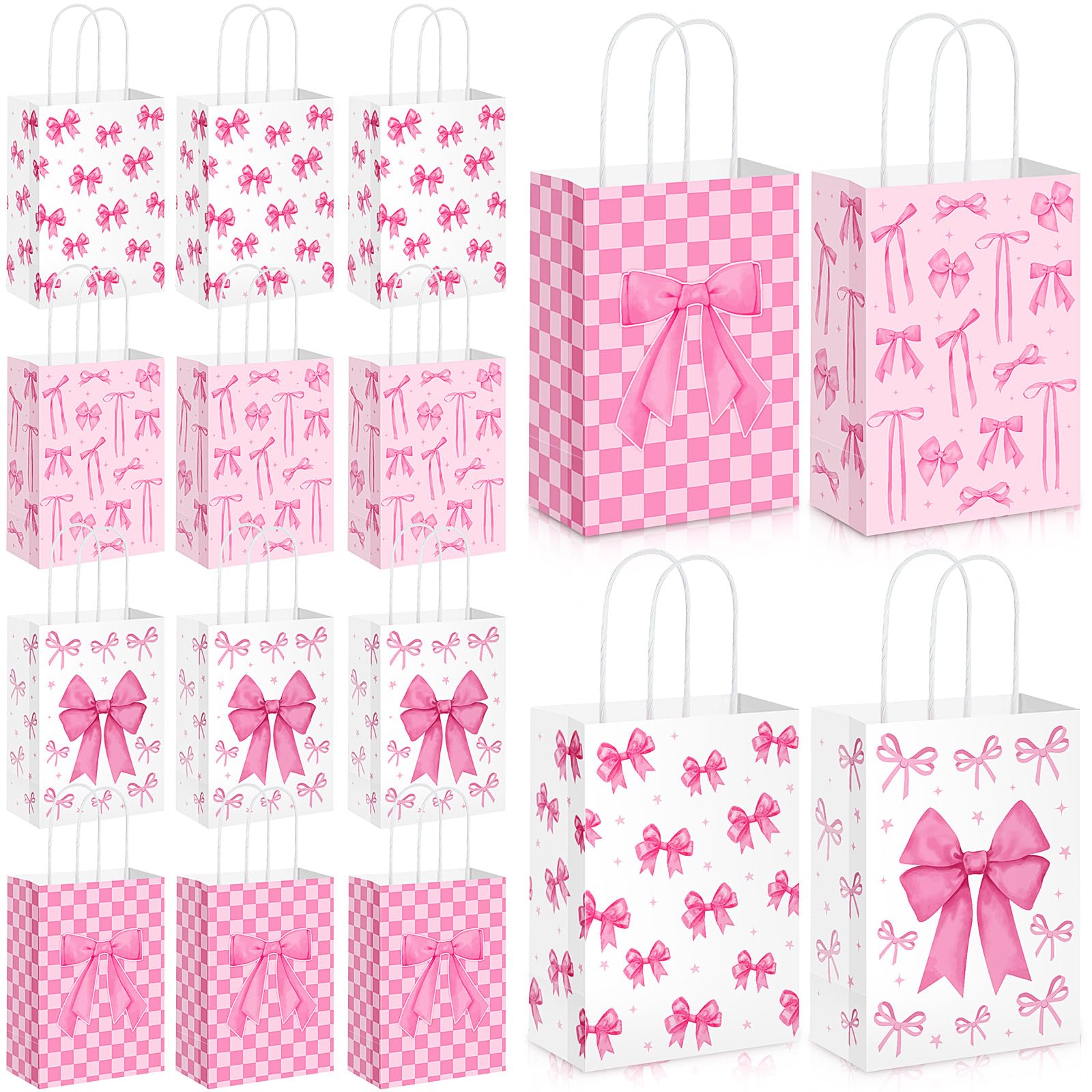 Kolldenn 24 Pcs Pink Bow Paper Gift Bags, Coquette Goodie Bags with ...