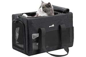Pecute Cat Carrier Airline Approved, Thickened 5mm Steel Wire Frame, Stable Dog Carrier for Small Dogs, Breathable Foldable P