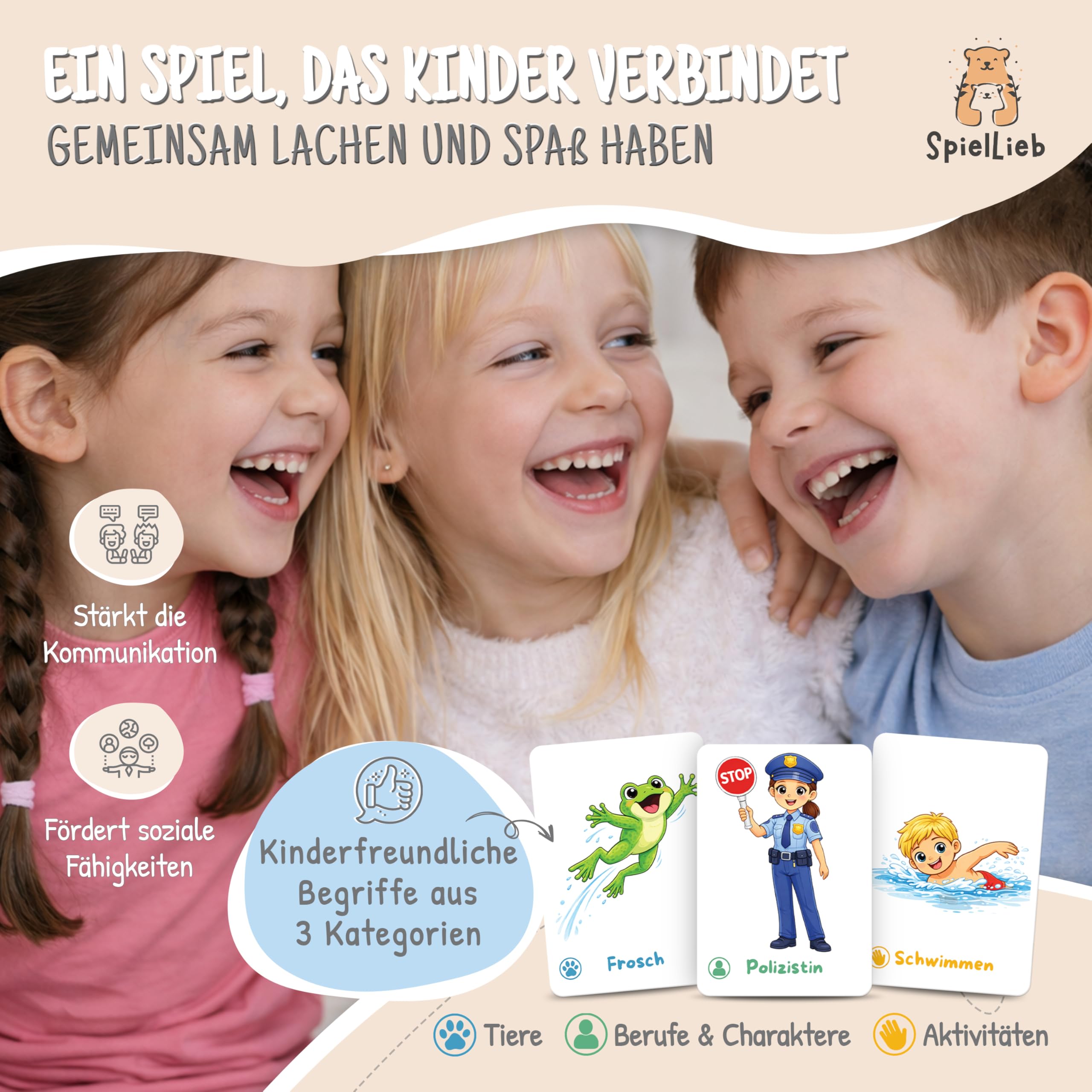 SpielLieb® Pantomime Spiel Kinder - Lustiges Lern- & Ratespiel Kartenset 3