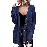 Zeagoo Womens 2026 Long Sleeve Chunky Cable Knit Fall Cardigans Sweaters Button Down Open Front Outerwear with Pockets