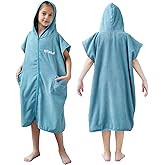 Hiturbo Kids Bath Towel Hoodie: Absorbent Quick Dry Zipper Surf Poncho - Changing Towels Swimming Outerwear (Blue)