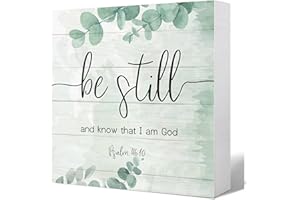 "Be Still and Know That I Am God" Bible Verse Sign - Rustic Christian Wood Box Decor - Inspirational Desk Decor for Home Offi