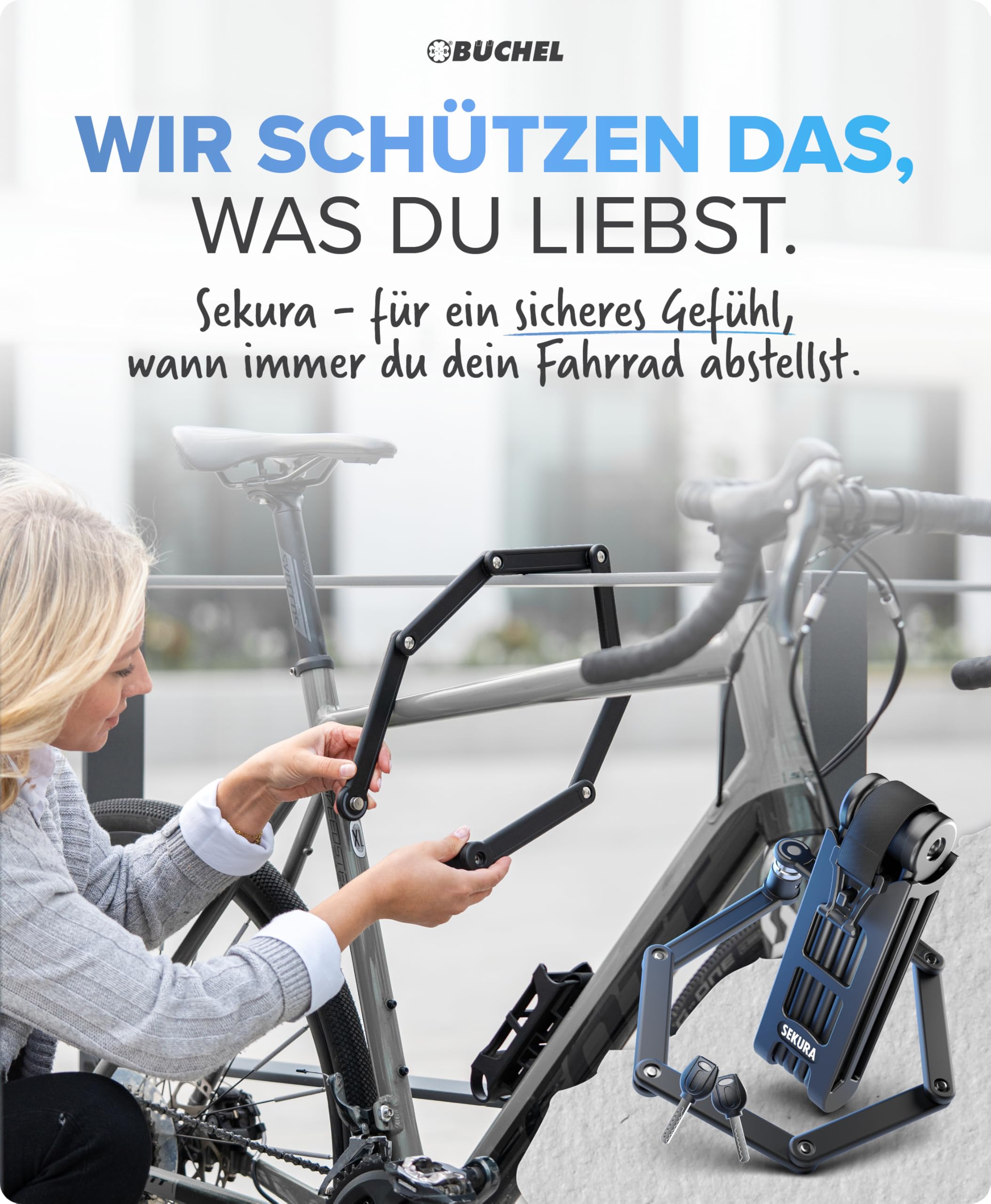 BÜCHEL Sekura Faltschloss Fahrrad | Sicherer Diebstahlschutz | Gehärteter Stahl | 85 cm Länge | Inkl. Halterung | Fahrradschloss für Bike, E-Bike & Motorrad 2