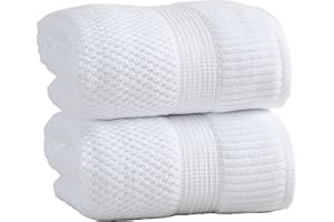 NY Loft 100% Cotton 2 Pack Bath Sheet Towel Set | Absorbent Quick-Dry Oversize Bath Towels | Textured and Durable Cotton | Bright White
