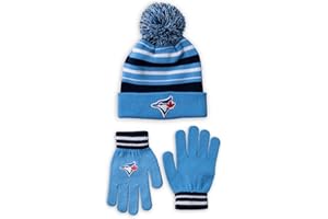 Gertex MLB Toronto Blue Jays Children, Youth Knit Pom Toque and Glove Set for Winter With Embroidery | Licensed MLB