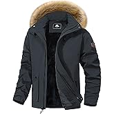 MAOYSSEN Men's Winter Coat Waterproof Warm Ski Snow Jacket Fur Hooded Parka Work Outerwear Snowboarding Jacket