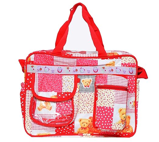 Brown Leaf Baby Diaper Nappy Changing Baby Diaper Bag Baby Bag Mummy Bag Handbag Mamas Bag Baby Clothes Bag (Red)