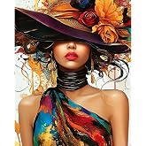 NXIKYO Colorful Woman Paint by Number for Adults Beginners, Wearing a Hat Adults Paint by Numbers Kits on Canvas, DIY Oil Painting Acrylic Paints for Home Wall Art Decor(16x20inch)
