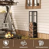 Laneetal Firewood Rack Metal Log Storage Indoor Outdoor 40x150x25cm Black view 3